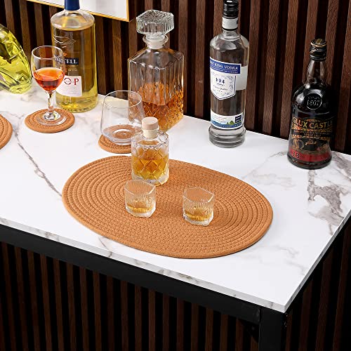Kosmeey 4 Pack Oval Jute Woven Placemats, 12x16 inches Wicker Woven Plate Chargers for Farmhouse Boho Outdoor Dining