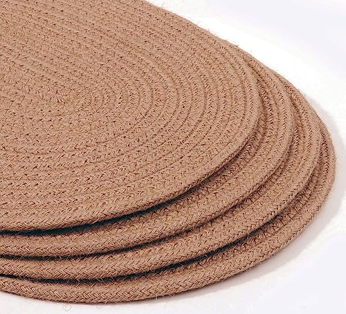 Kosmeey 4 Pack Oval Jute Woven Placemats, 12x16 inches Wicker Woven Plate Chargers for Farmhouse Boho Outdoor Dining