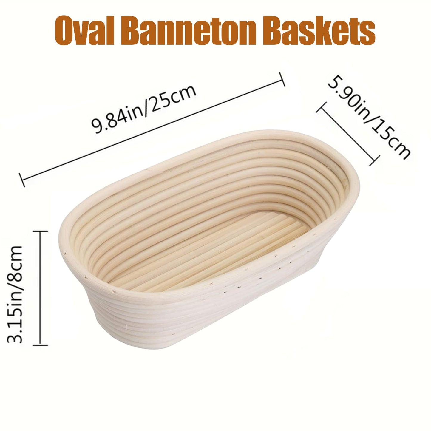 Ineyger Banneton Bread Proofing Basket - 10 inch Banneton Basket Sourdough Proofing Baskets Set of 2 Oval Proofing Bowls with Liners for Professional & Home Artisan Sourdough Bread Baking Supplies