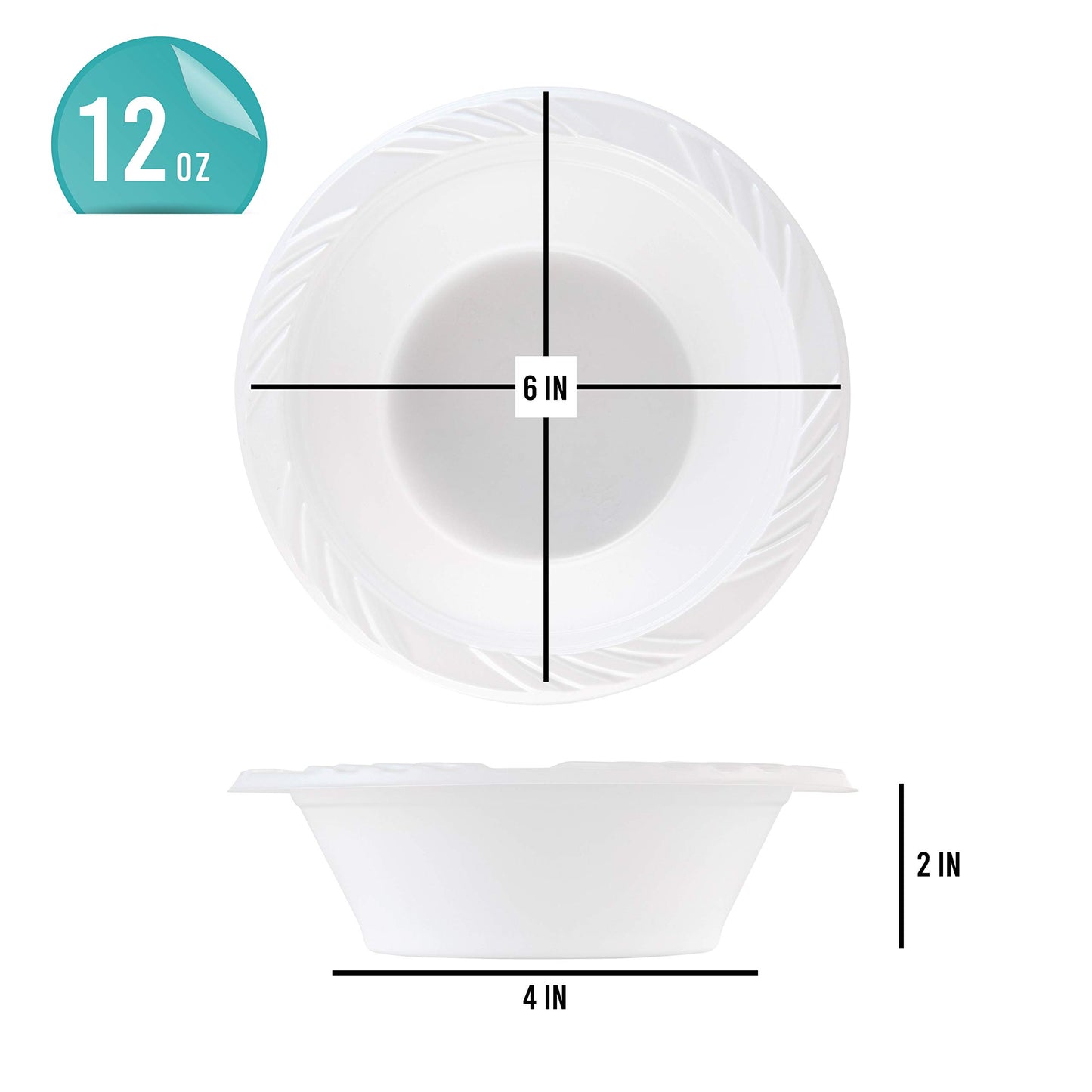PLASTICPRO 200 Count Disposable 12 ounce White Plastic Soup Bowls