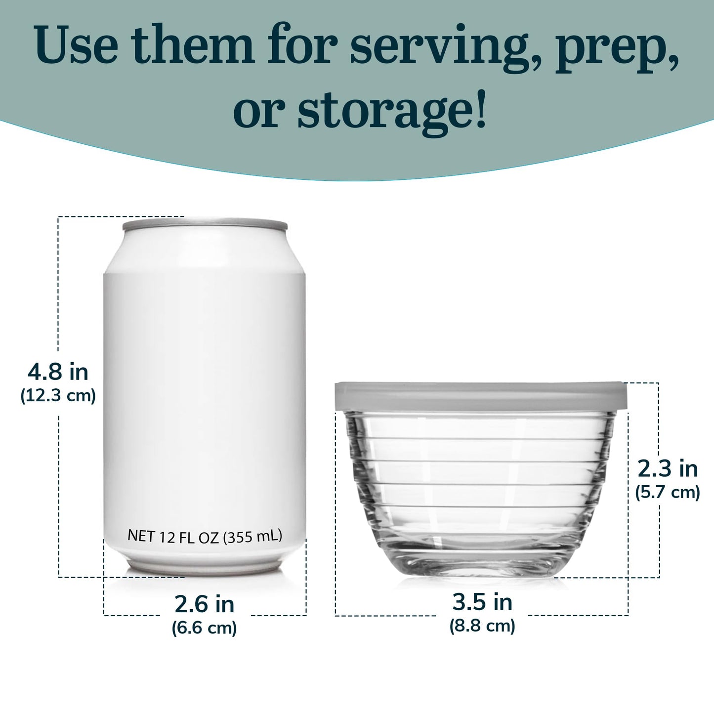 Libbey Small Glass Bowls with Lids, 6.25 ounce, Set of 8, Clear, 3.45-inch Diameter