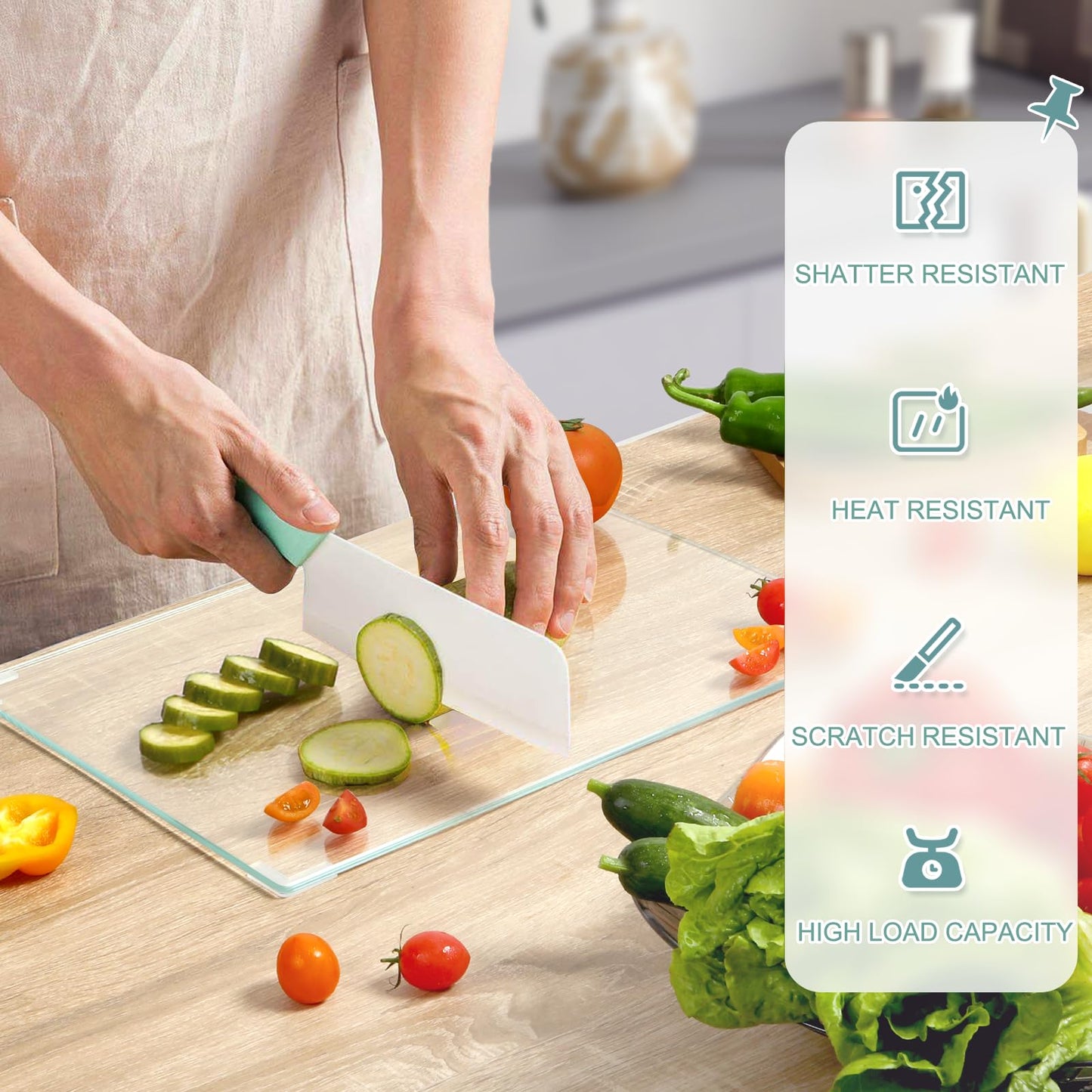 3Pcs Tempered Glass Cutting Board for Kitchen Counter, FAAYUCK Glass Cutting Board with Non-Slip Feet, Heat Resistant, Non-Slip, Scratch Resistant, Shatter Resistant (8"x12"&10"x14"&12"x16")