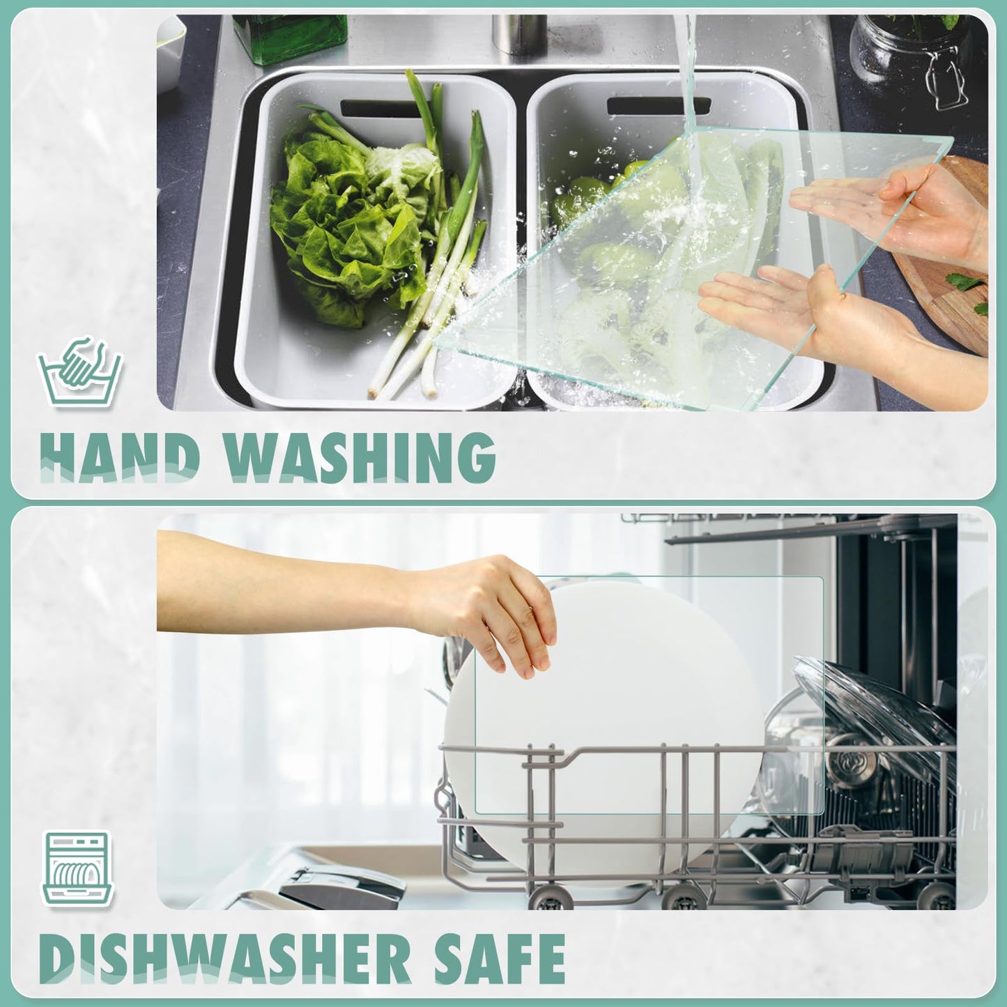 3Pcs Tempered Glass Cutting Board for Kitchen Counter, FAAYUCK Glass Cutting Board with Non-Slip Feet, Heat Resistant, Non-Slip, Scratch Resistant, Shatter Resistant (8"x12"&10"x14"&12"x16")