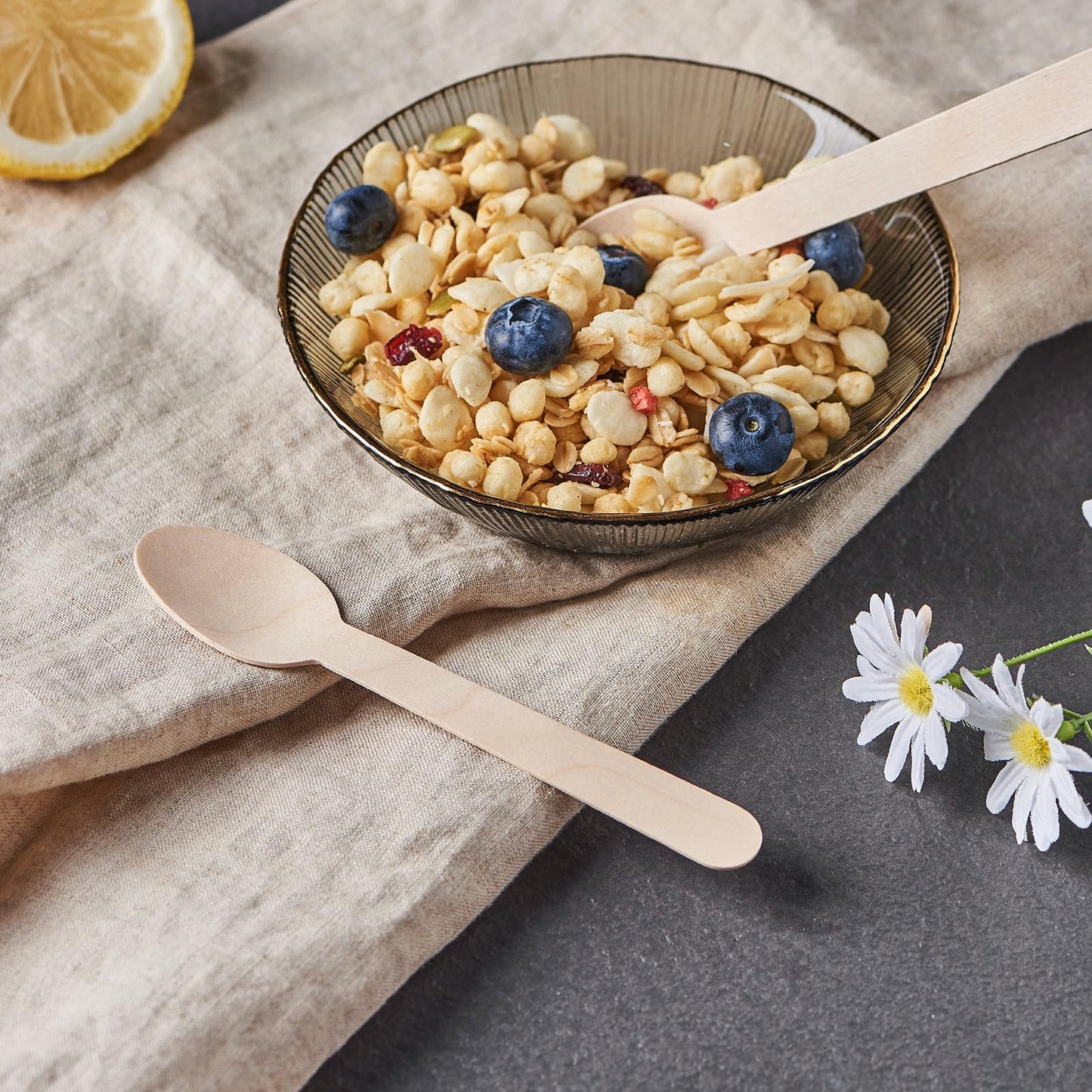 JALUXING 100% Compostable Cutlery Set - 300 Combo Wooden Utensils Disposable Wood Silverware, Eco Friendly Party Flatware Biodegradable Recyclable Sustainable (Formerly FULING)