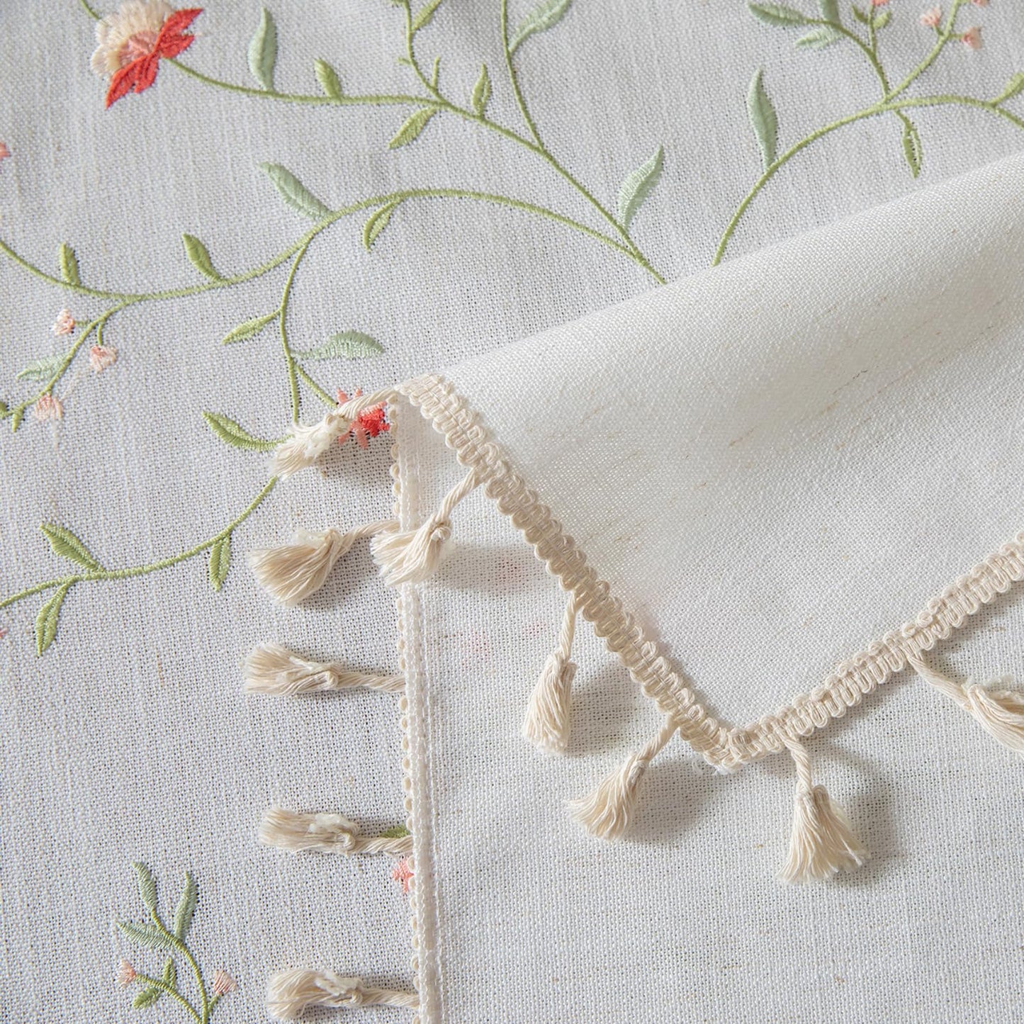 AIRCOWRIE Cotton Linen Tablecloth for Rectangle Tables, Heavy Duty Wrinkle Free Water Resistant Washable Cloth Dining Table Cover for Kitchen and Outdoor Use(Red Hollyhock, 54”×78”, Rectangle)