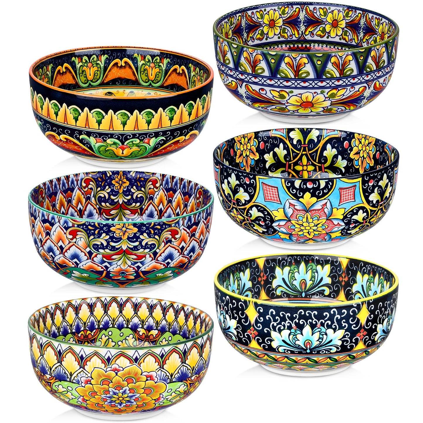 Meolibour Ceramic Cereal Bowls Set of 6, 28 oz Soup Bowls, Colorful Bowls Set for Kitchen, Dessert Bowls for Salad, Pasta, Oatmeal, Ramen, Oatmeal, Fruit, Dishwasher & Microwave Safe