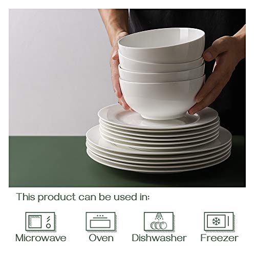 DOWAN 22 OZ White Ceramic Bowls Set of 4 - Perfect for Soup Bowls for Kitchen, Cereal Bowl, Ramen Bowl, Microwave Safe for Oatmeal, Fruit,Salad and Rice Bowl - Dishwasher & Microwave Safe