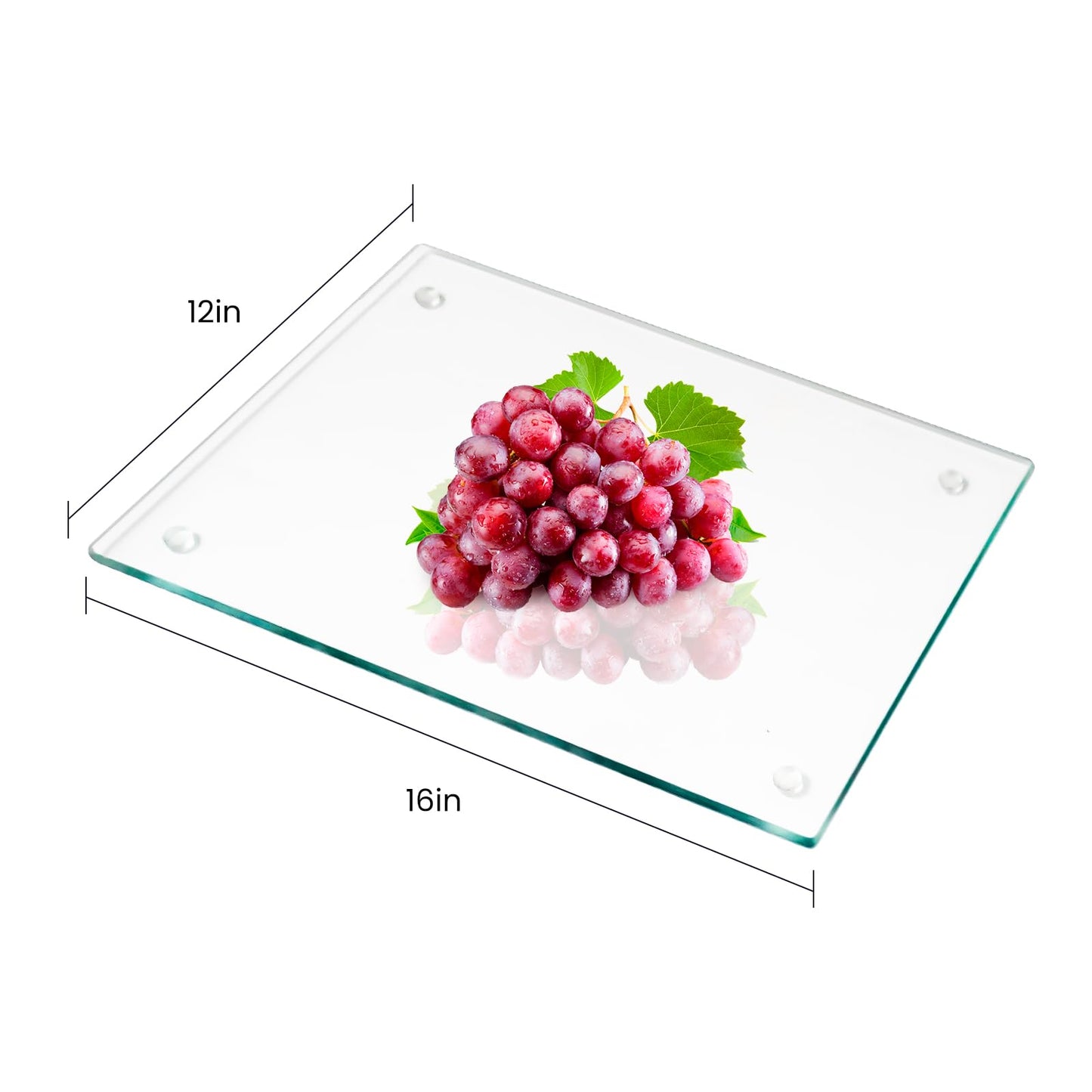 VSAR House Tempered Glass Cutting Boards for Kitchen, 2Pcs Glass Chopping Boards, 16"x12" & 12"x8" Clear Glass Cutting Board Set With NonSlip Feet, Scratch Resistant, Heat Resistant, Easy to Clean