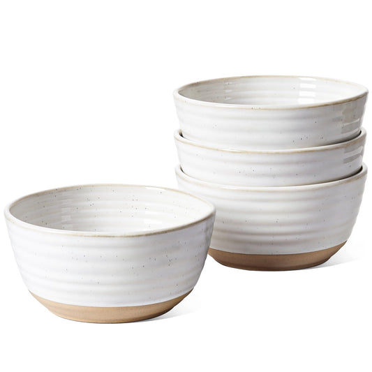 LE TAUCI Soup bowls 28 oz, Ceramic Cereal Bowl for Kitchen, Stoneware Bowl for Pho, Chip, Fruit, Salad, Noodle, Ramen, Housewarming Present- 6 Inch, Set of 4, Arctic white