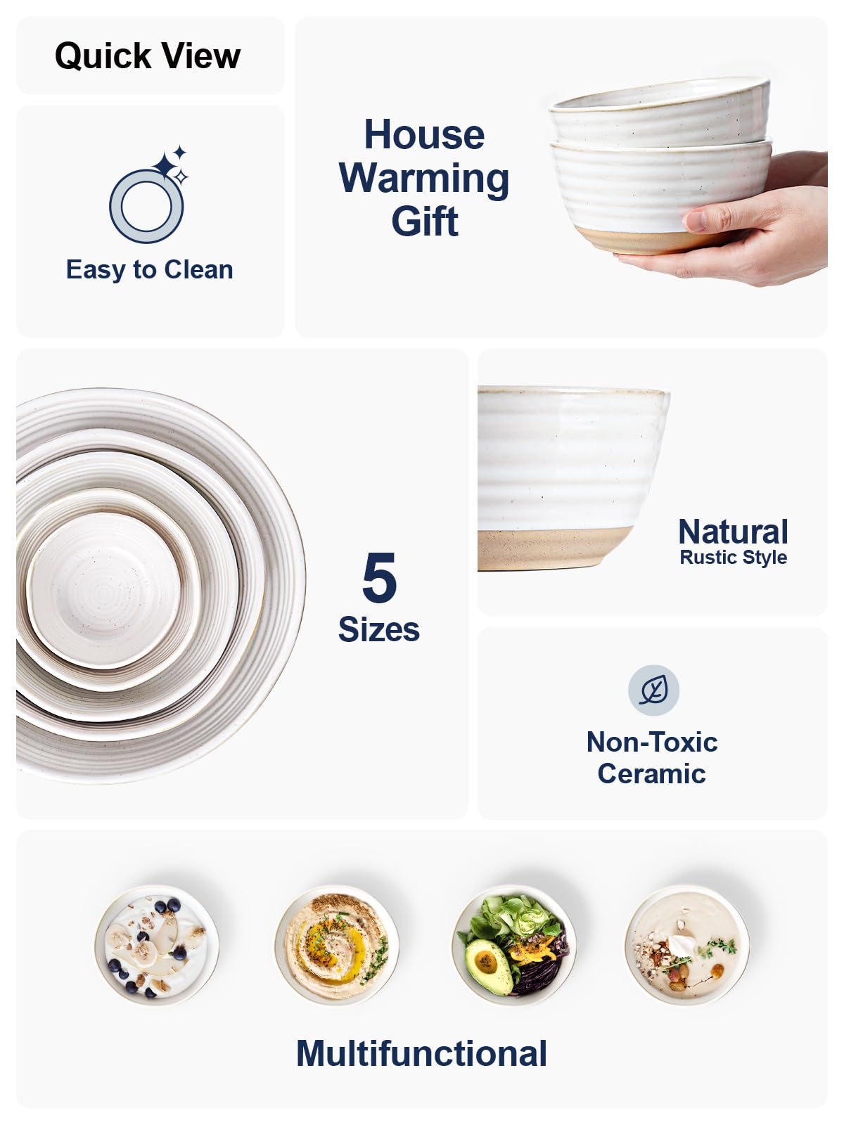 LE TAUCI Soup bowls 28 oz, Ceramic Cereal Bowl for Kitchen, Stoneware Bowl for Pho, Chip, Fruit, Salad, Noodle, Ramen, Housewarming Present- 6 Inch, Set of 4, Arctic white