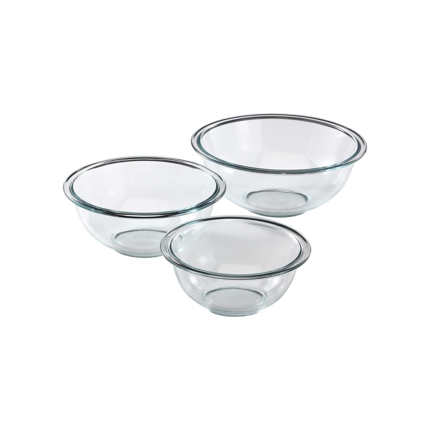 Pyrex Smart Essentials 3-Pack Prepware Mixing Bowl Set (1QT, 1.5QT, 2.5QT) Glass Mixing Bowls, Dishwasher, Microwave and Freezer Safe