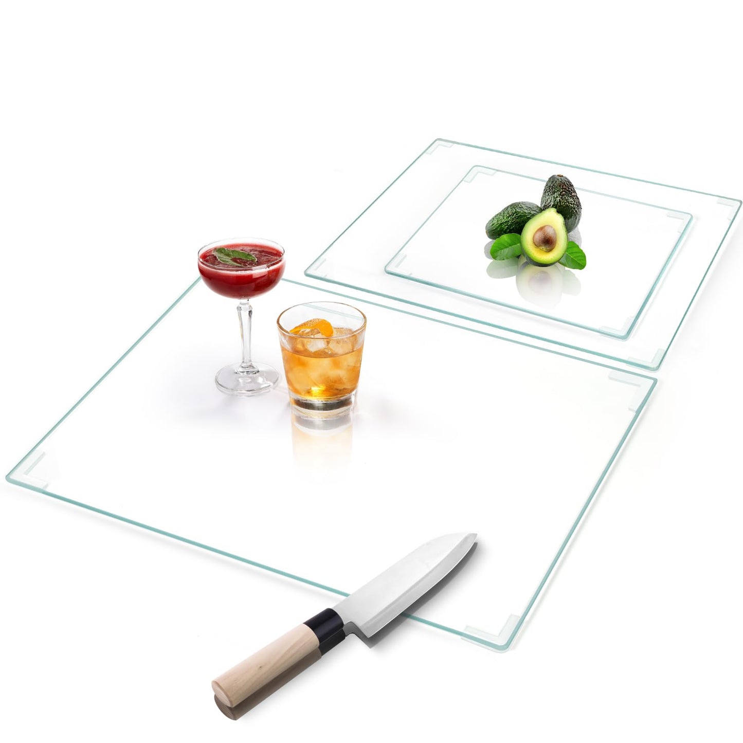 3Pcs Tempered Glass Cutting Board for Kitchen Counter, FAAYUCK Glass Cutting Board with Non-Slip Feet, Heat Resistant, Non-Slip, Scratch Resistant, Shatter Resistant (8"x12"&10"x14"&12"x16")