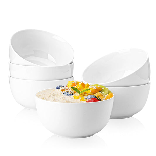 Sweese Cereal Bowl, 20 Oz Soup Bowls Set of 6, Chip Resistant, Dishwasher & Microwave Safe, Porcelain Bowls for Cereal Soup Rice Pasta Salad Oatmeal, White