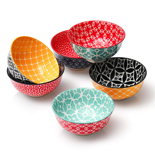 DOWAN 10oz Small Bowls Set of 6 - Versatile Ice Cream Bowls，Durable Small Ceramic Bowl for Cereal, Soup, Snacks, Colorful Decorative Bowls & Microwave Safe