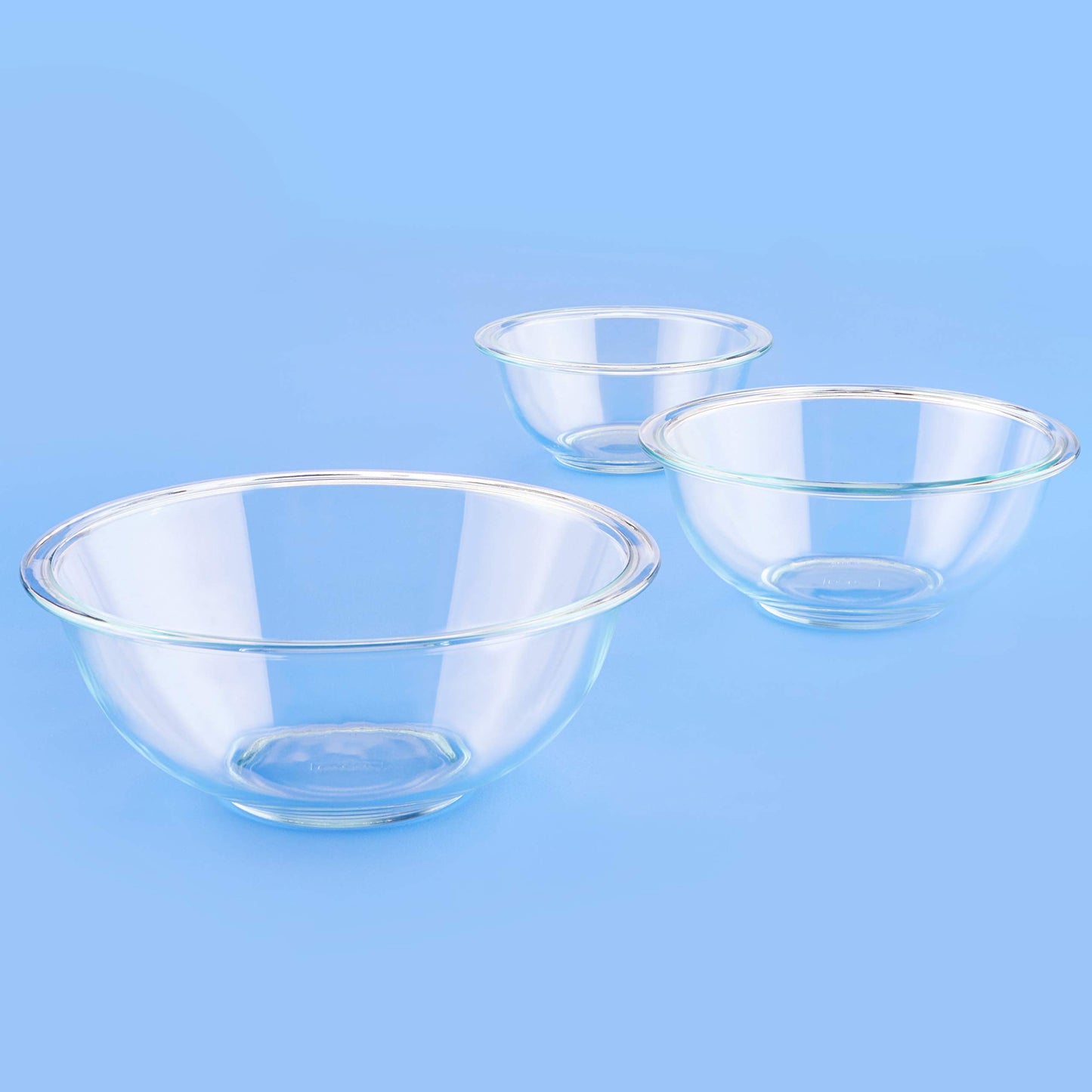 Pyrex Smart Essentials 3-Pack Prepware Mixing Bowl Set (1QT, 1.5QT, 2.5QT) Glass Mixing Bowls, Dishwasher, Microwave and Freezer Safe