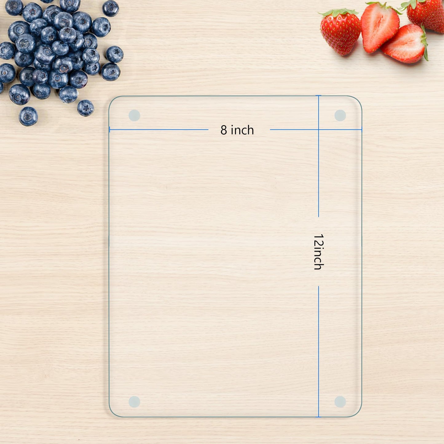 FUIJOL Tempered Glass Cutting Board for Kitchen Counter, Clear Cutting Board for Countertop with Rubber Feet – Heat, Scratch, Shatter Resistant, Dishwasher Safe, Easy to Clean, 8x12"