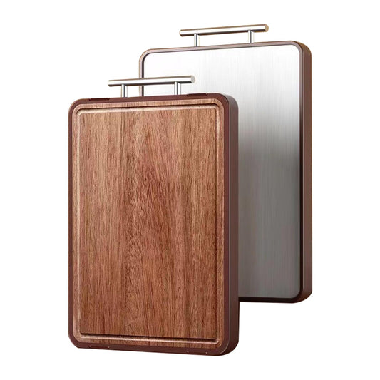 Durable & Reversible Stainless Steel & Wood Cutting Board - Easy-Clean Chopping Boards with Suspension Handle - Versatile, Affordable Kitchen Essential