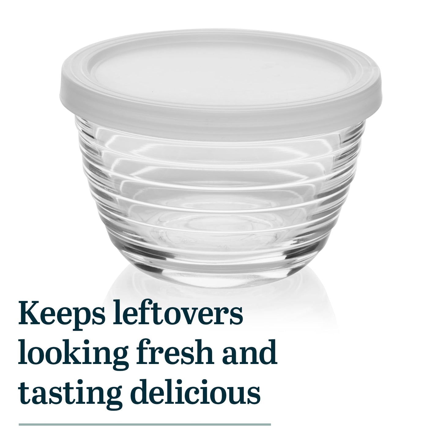 Libbey Small Glass Bowls with Lids, 6.25 ounce, Set of 8, Clear, 3.45-inch Diameter