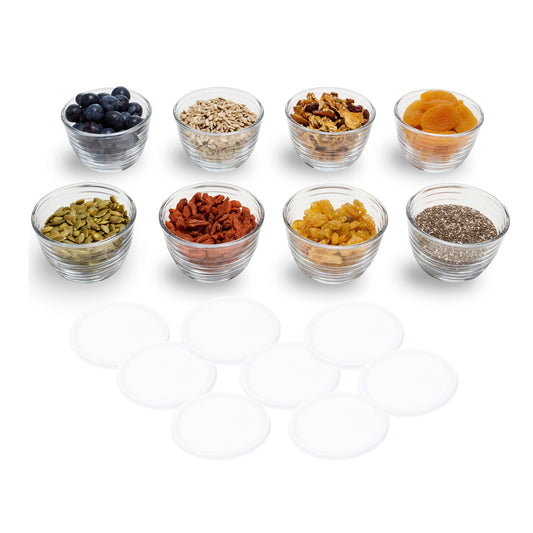 Libbey Small Glass Bowls with Lids, 6.25 ounce, Set of 8, Clear, 3.45-inch Diameter