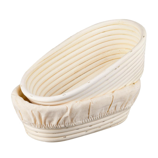 Ineyger Banneton Bread Proofing Basket - 10 inch Banneton Basket Sourdough Proofing Baskets Set of 2 Oval Proofing Bowls with Liners for Professional & Home Artisan Sourdough Bread Baking Supplies