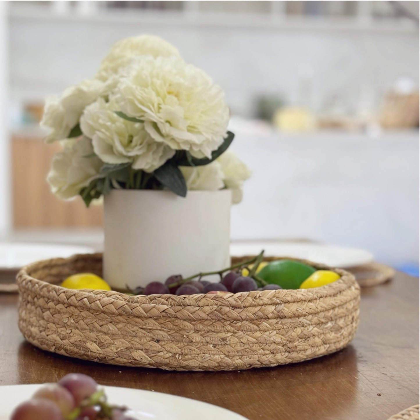 Art PineCone's Handwoven Water Hyacinth Placemats Set of 6, Eco-Friendly, Natural Charger Plates for Table Decor, Wicker placemats, Rustic Kitchen Accents, Round Placemats (WH Set of 6, 13 inch)