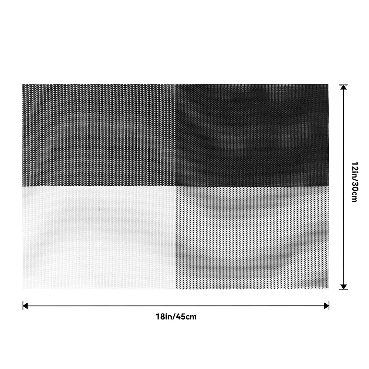 Leetaltree Gray with White Grid Pattern Placemats Set of 6 - Heat Resistant Non-Slip Place mats for Dining Table, Washable Durable PVC Vinyl Woven Table Mats（Grey Grid, 6）